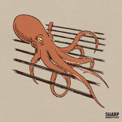 Vintage Octopus Tentacles In Grate Art, Coastal Summer PNG