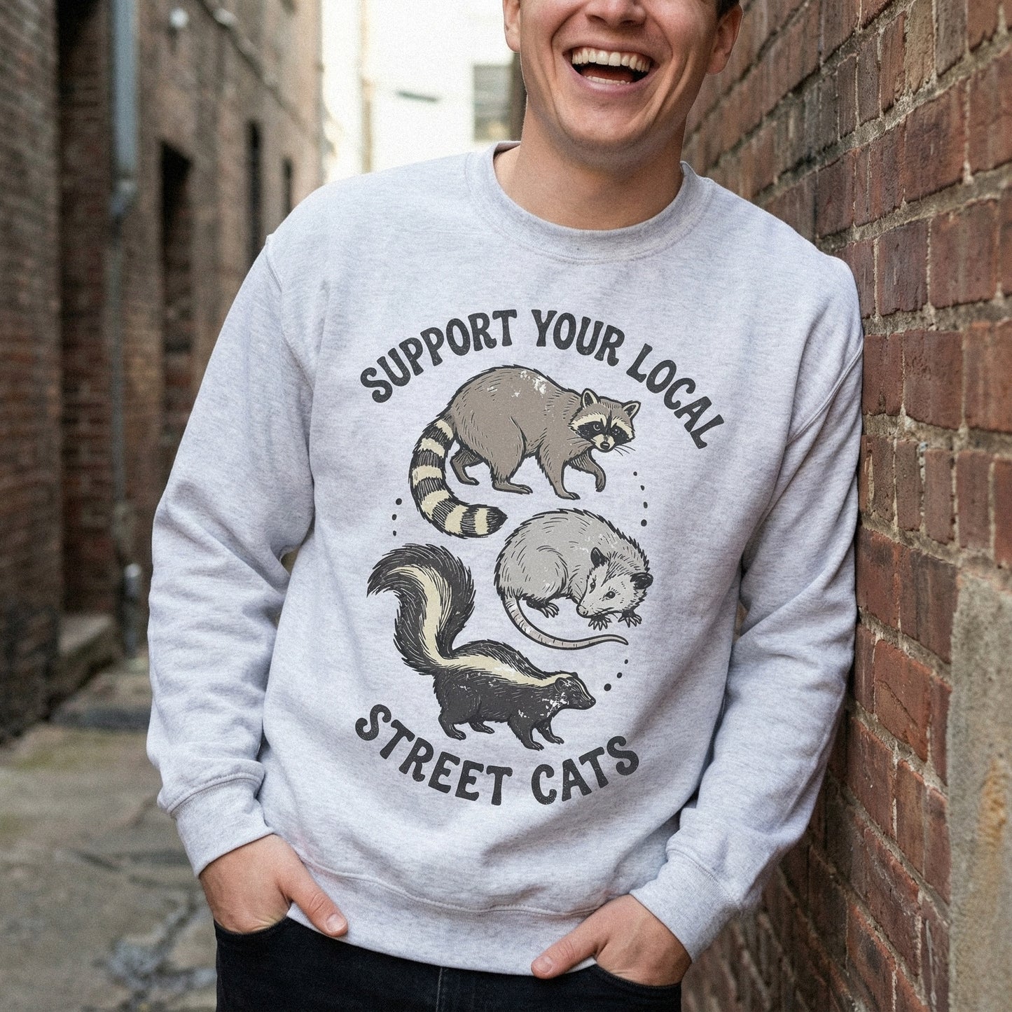 Support Your Local Street Cats PNG, Raccoon Skunk Opossum Shirt - 300 DPI