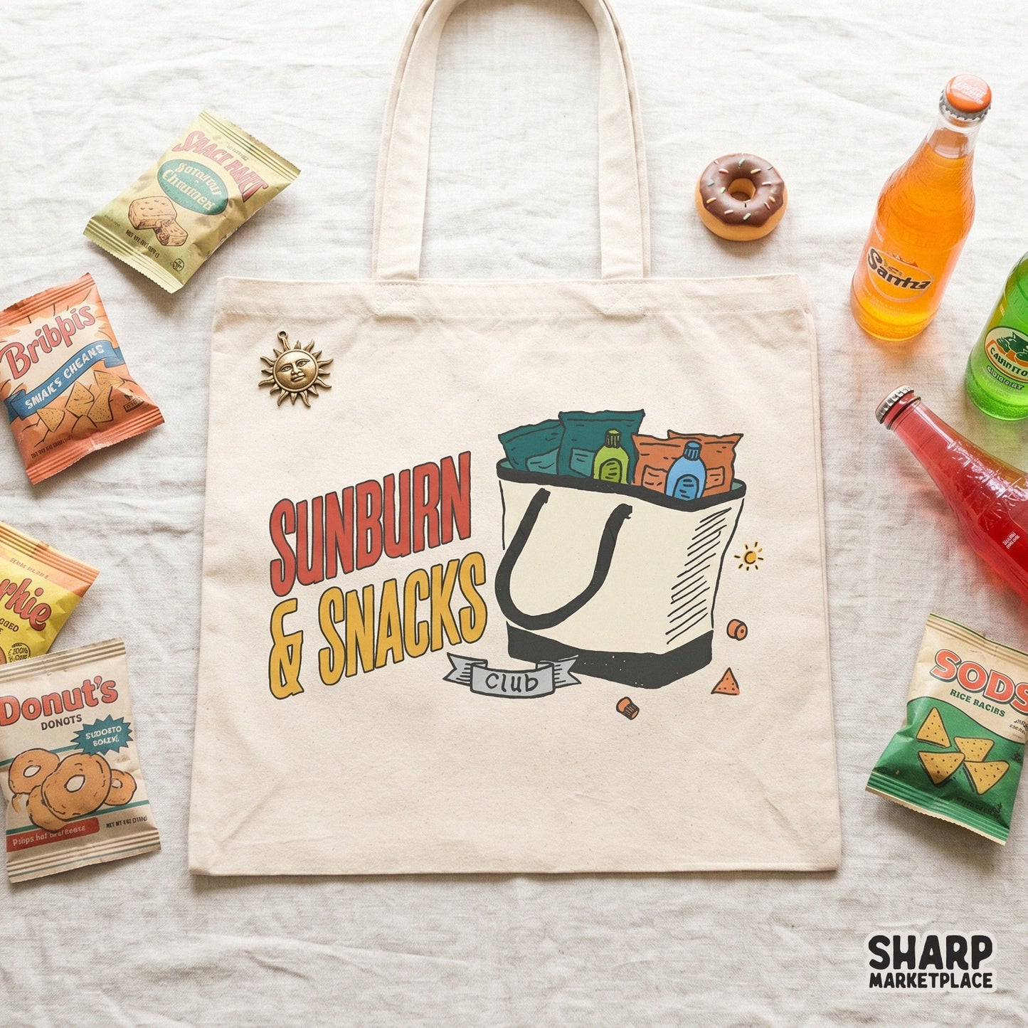Sunburn and Snacks Club funny summer PNG design for sarcastic beach t-shirts and tropical vacation sublimation crafts