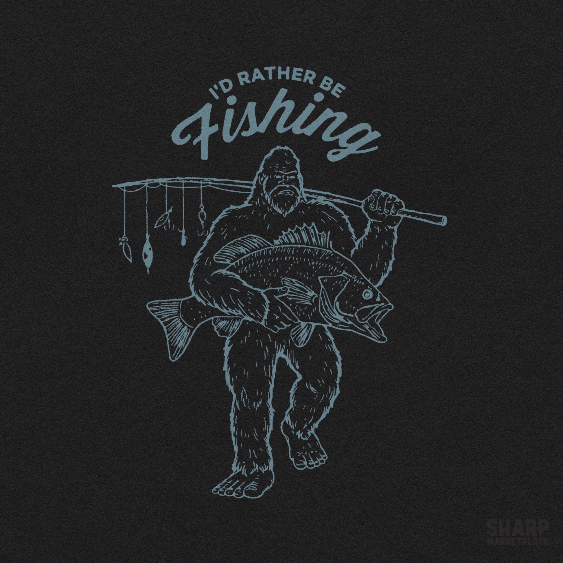 Funny bigfoot fisherman design with retro summer lake life style for a fathers day sasquatch fishing png gift