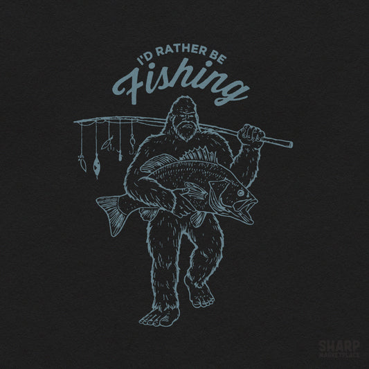 Funny bigfoot fisherman design with retro summer lake life style for a fathers day sasquatch fishing png gift