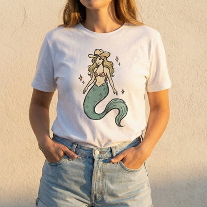 Cowgirl Mermaid PNG, Western Mermaid Clipart - 300 DPI Design for T-Shirt