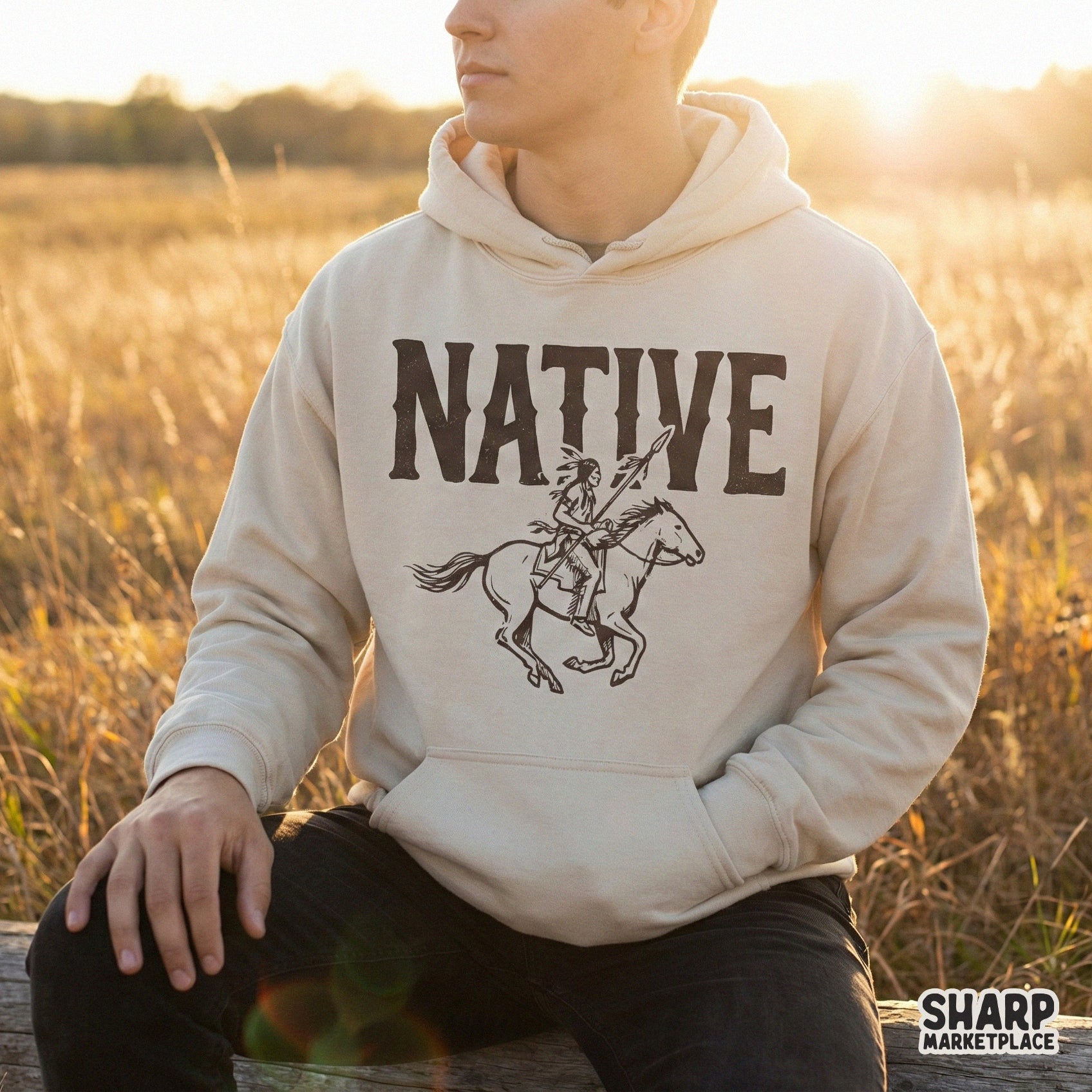 Native PNG Design, Vintage Indigenous Horse Rider Graphic - 300 DPI