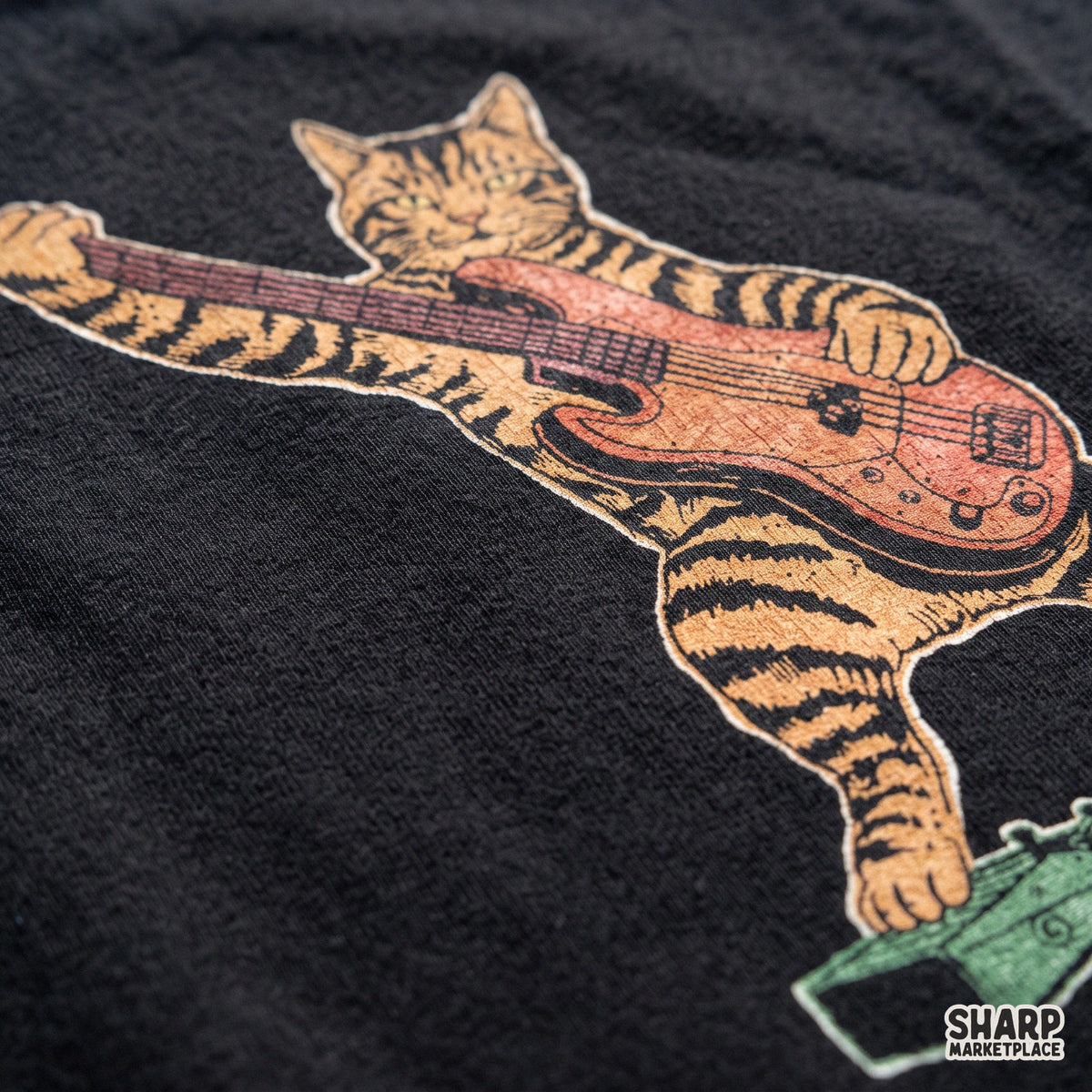 Rockstar Cat Playing Electric Bass Guitar, Sublimation PNG