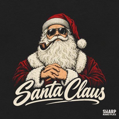 Cool vintage Santa Claus wearing sunglasses with pipe funny retro Christmas PNG clipart graphic for holiday t-shirts