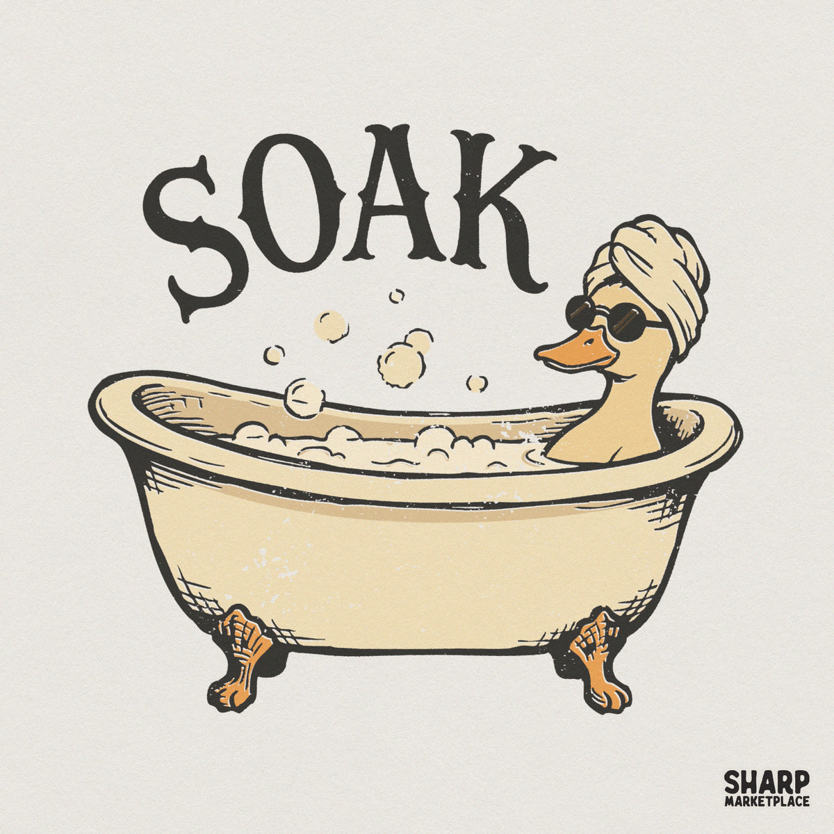 Soak PNG, Duck In Bathtub Relaxation - 300 DPI Design for T-Shirt