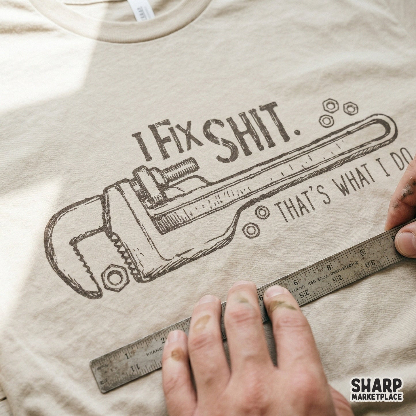 Sarcastic handyman humor graphic with mechanic tools for a funny Father's Day sublimation shirt design