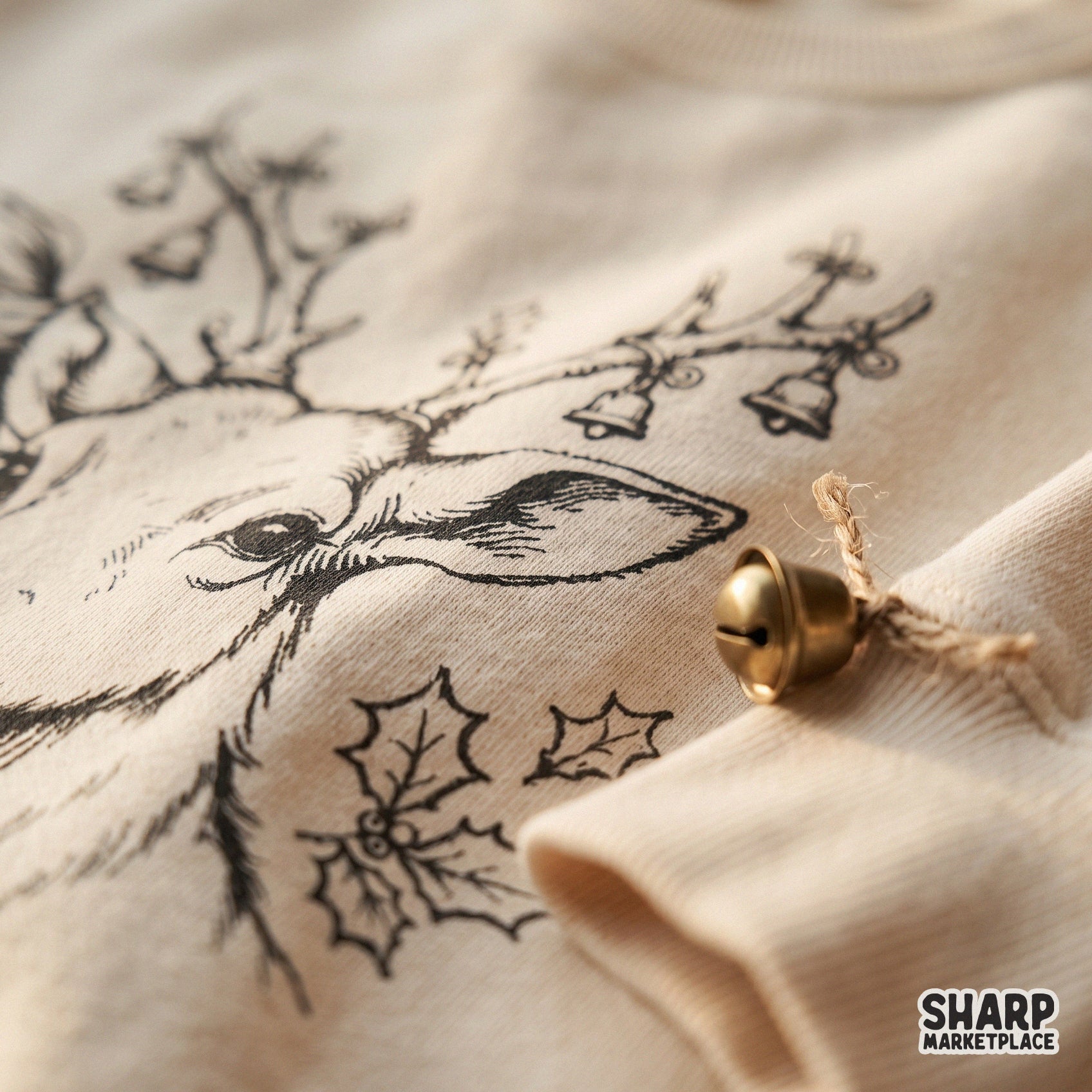 Vintage girl and reindeer retro holiday sublimation design for Christmas shirts and cozy winter coquette crafts