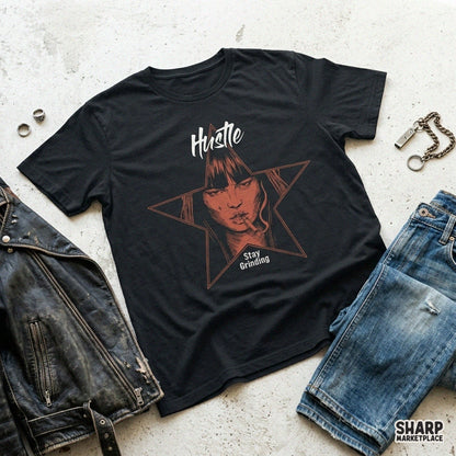 Hustle Stay Grinding Trendy PNG Shirt PNG, Retro Edgy