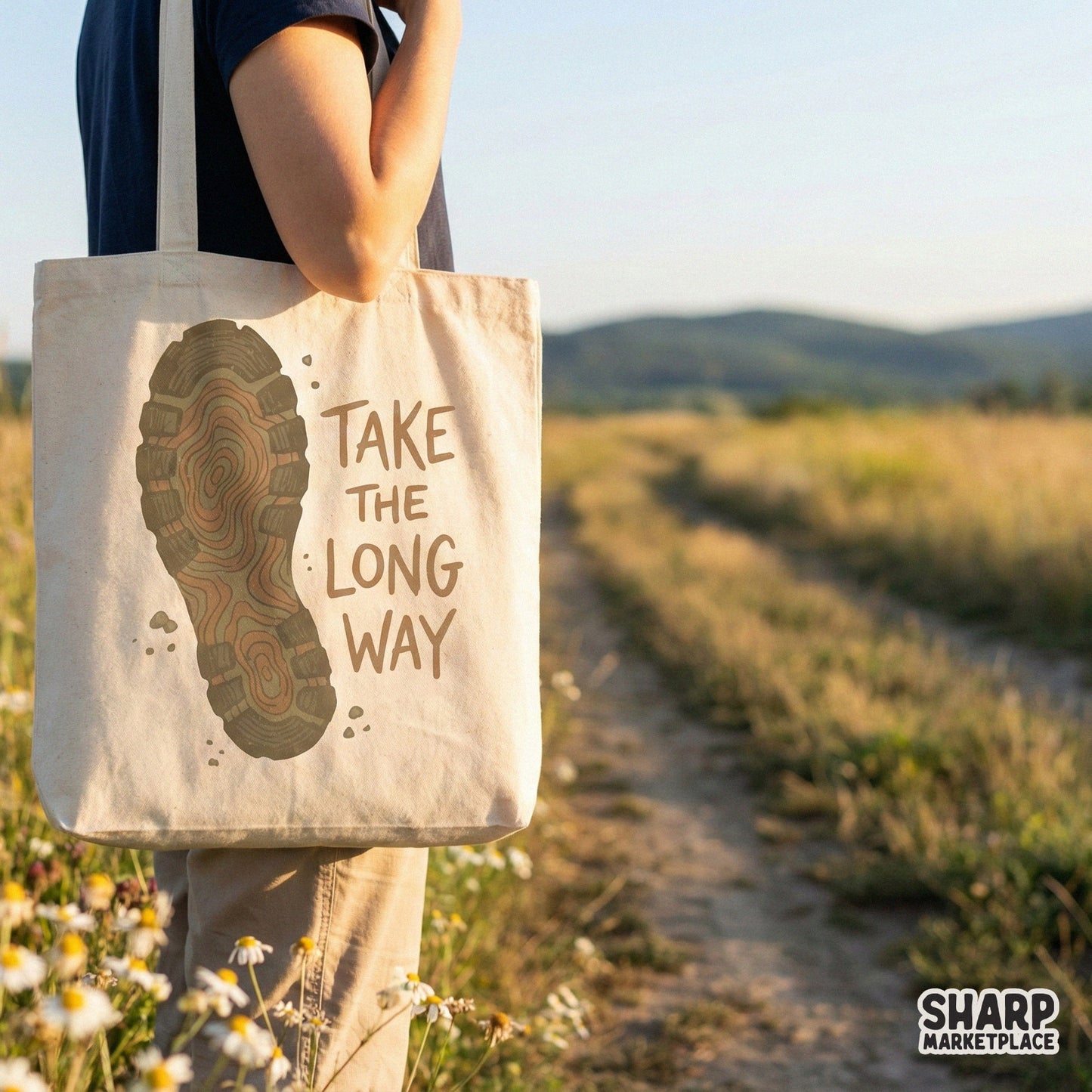 Take The Long Way Hiking Shirt, Motivational Trail Boot Print - 300 DPI