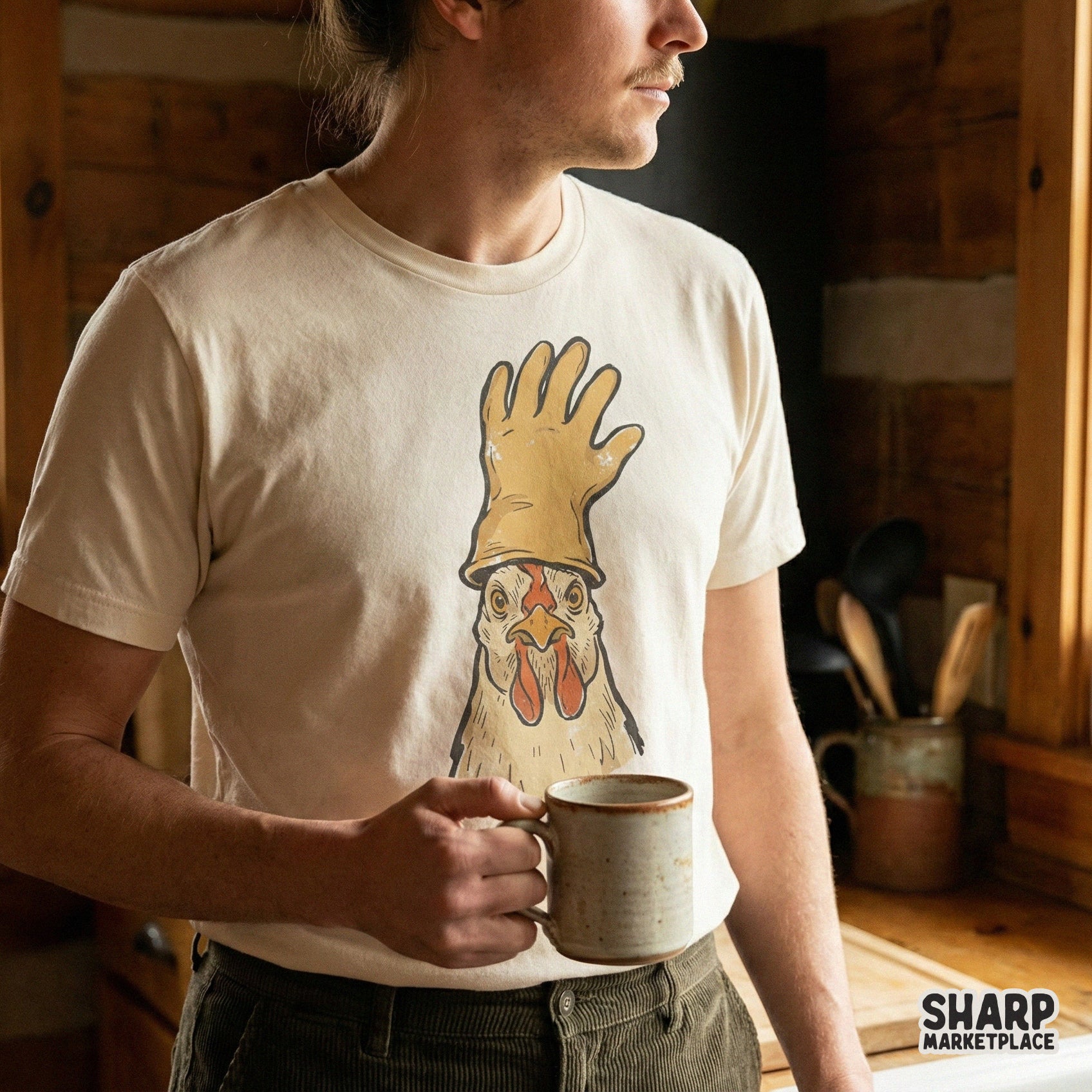 Funny Chicken With Glove Hat PNG, Farm Animal Humor - 300 DPI Design for