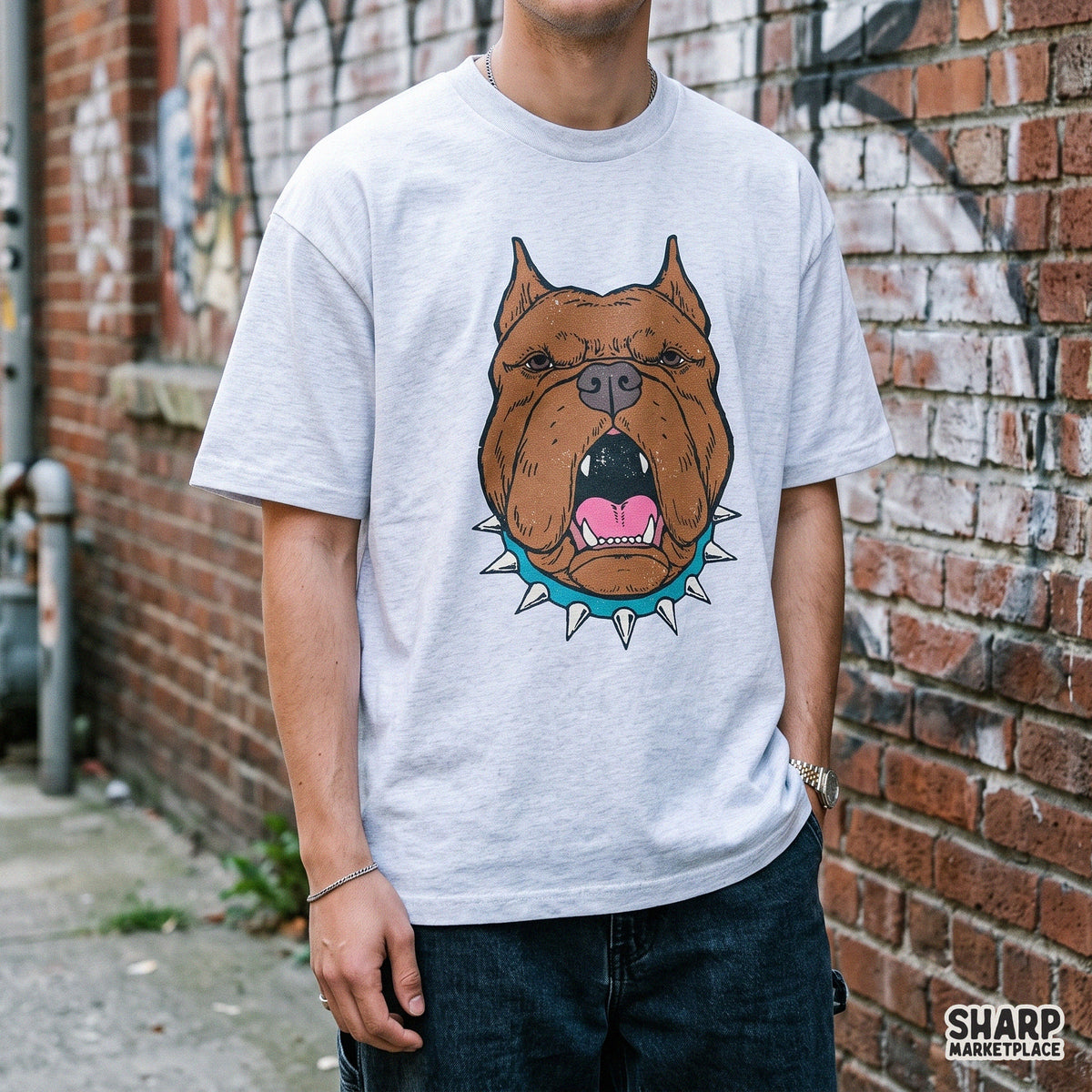 Snarling Pitbull Dog With Spiked Collar, Popular Trending