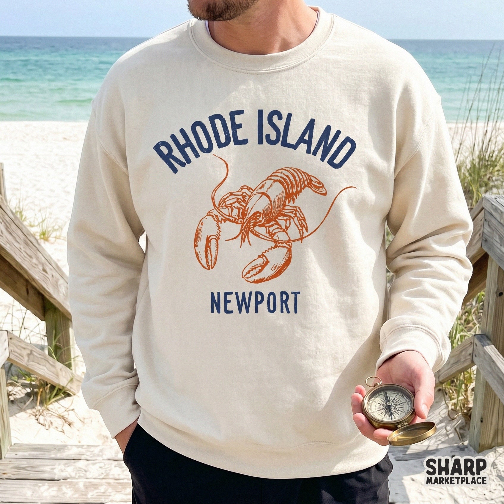 Rhode Island Newport lobster PNG for trendy beach summer shirts and coastal seafood graphic tee sublimation designs