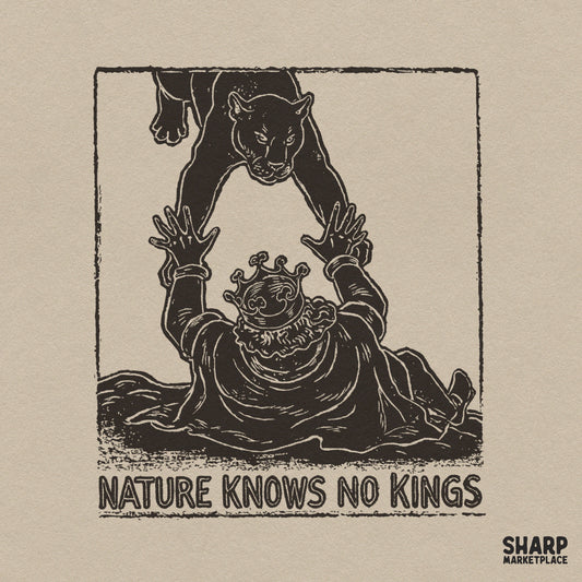 Nature Knows No Kings black panther wearing a crown retro png design perfect for streetwear shirt png sublimation