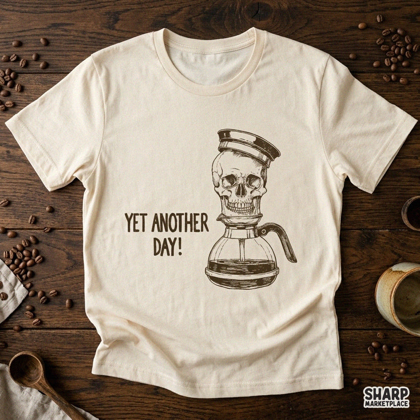 Funny retro skull coffee pot PNG graphic for sarcastic caffeine lovers and spooky season Halloween t-shirt designs