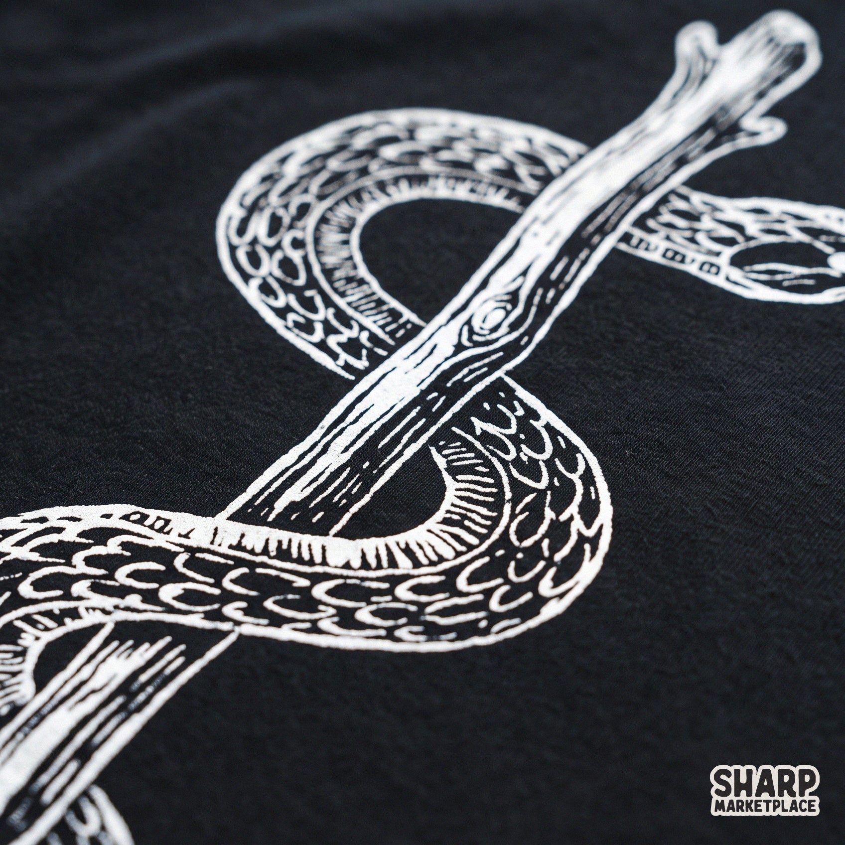 Retro spooky snake wrapped around a wooden stick tattoo sublimation graphic for halloween png shirt designs