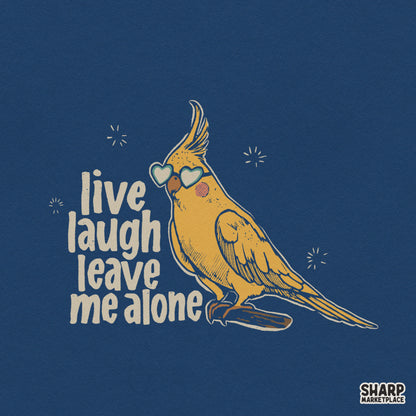 Sarcastic cockatiel bird wearing heart glasses retro PNG design for funny introvert t-shirts and shirts