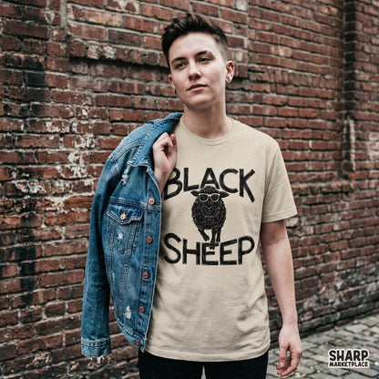Retro black sheep wearing sunglasses graphic PNG design for sarcastic t-shirts and apparel