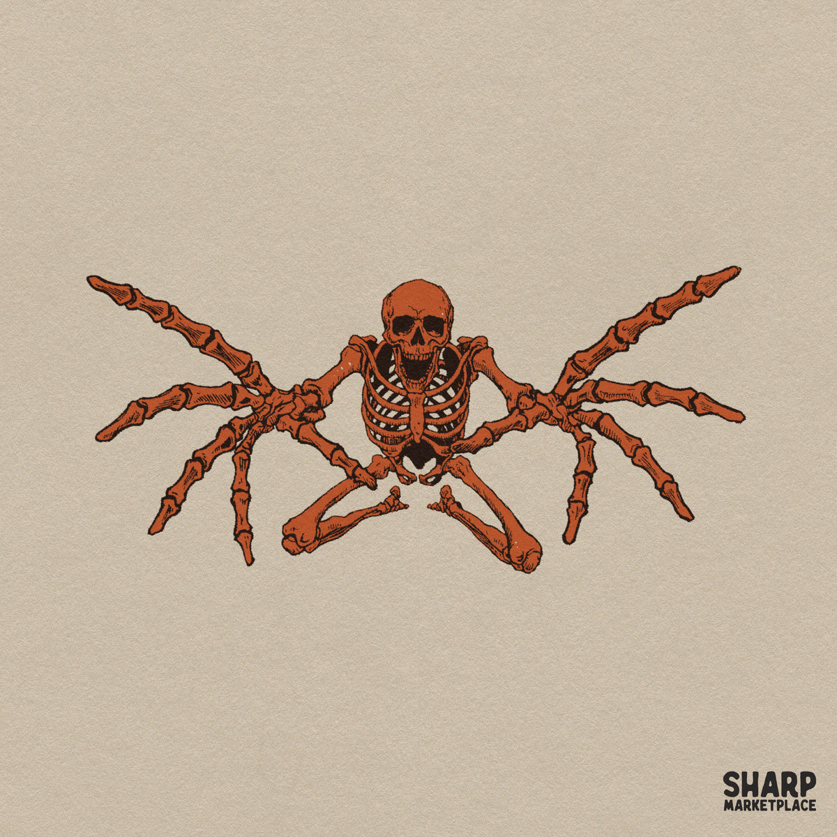 Creepy Spider Skeleton Monster with Eight Bone Legs