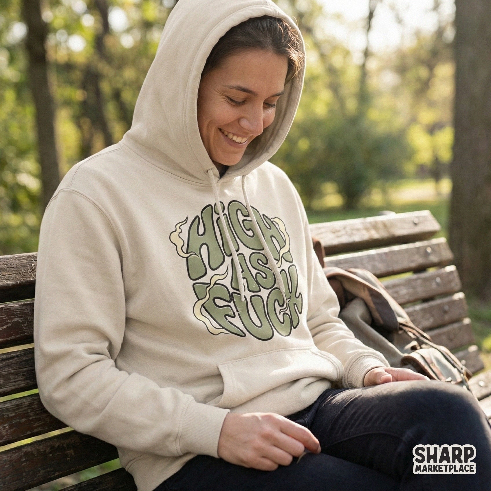 Funny 420-themed digital design with bubble-style text and smoke accents, designed for custom weed-inspired shirts and DIY craft projects.