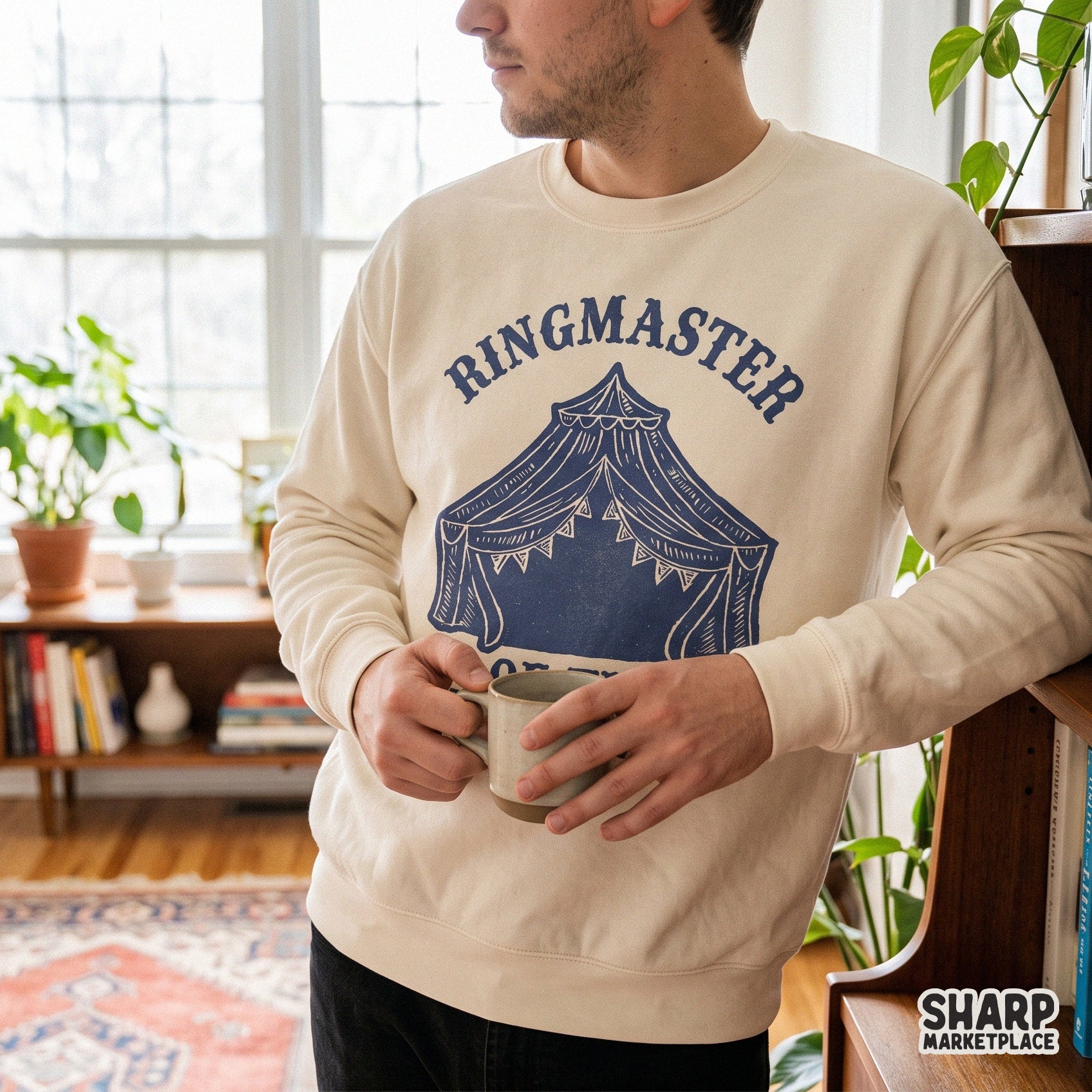 Retro circus tent with ringmaster of the shit show text for sarcastic mom life shirts and funny sublimation designs