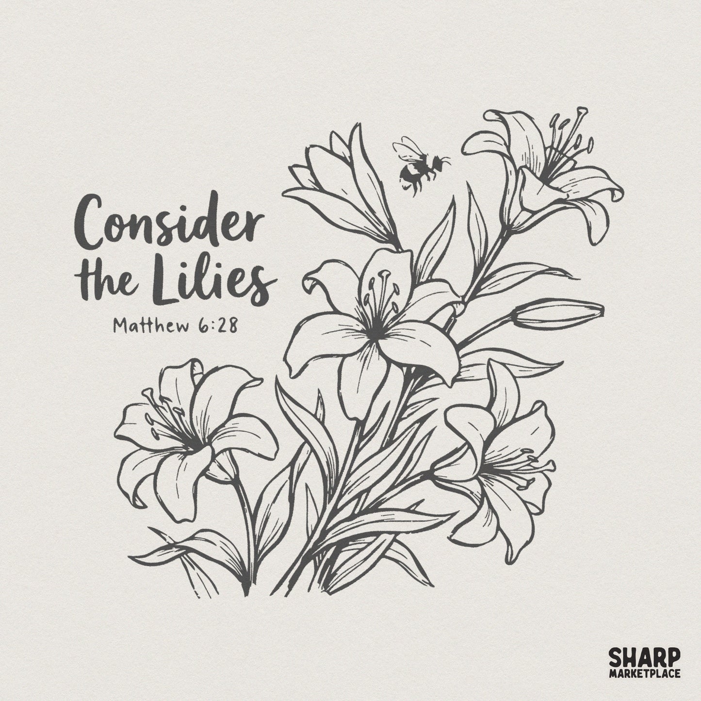 Consider the Lilies PNG, Matthew 6:28 Bible Verse Shirt Design - 300 DPI