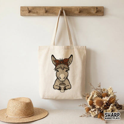 Funny Donkey Coffee PNG, Leopard Bandana Animal Design - 300 DPI Design