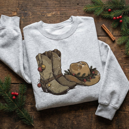 Cowboy Boots and Hat PNG, Western Christmas Design - 300 DPI Design for