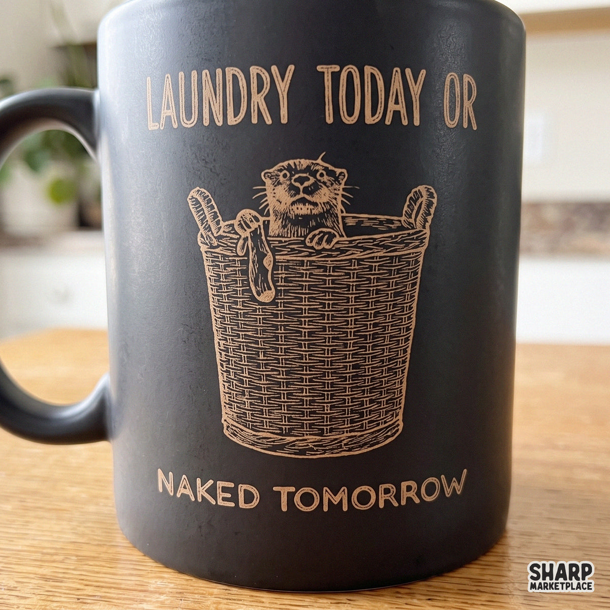 Funny otter in a laundry basket with sarcastic laundry today quote PNG graphic for shirt design and sublimation