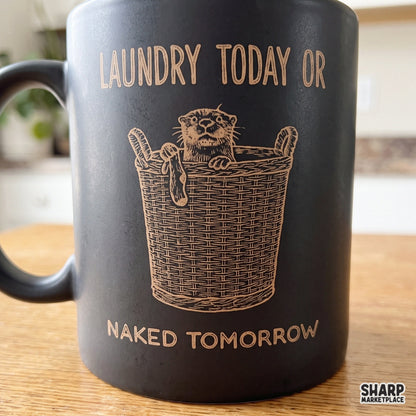 Funny otter in a laundry basket with sarcastic laundry today quote PNG graphic for shirt design and sublimation
