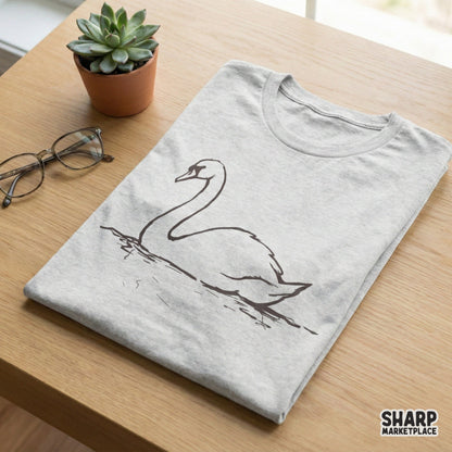 Simple and peaceful swan illustration featuring fluid contours, ideal for creating custom wall art, stickers, or nature-themed apparel designs.
