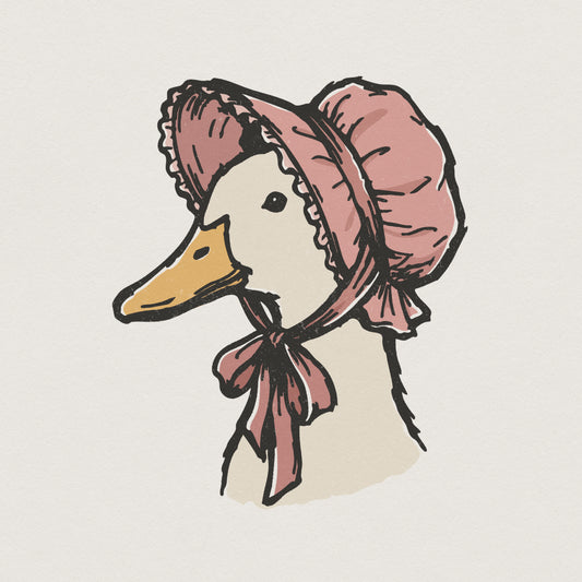 Goose With Bonnet PNG, Vintage Farm Animal Clipart - 300 DPI Design for
