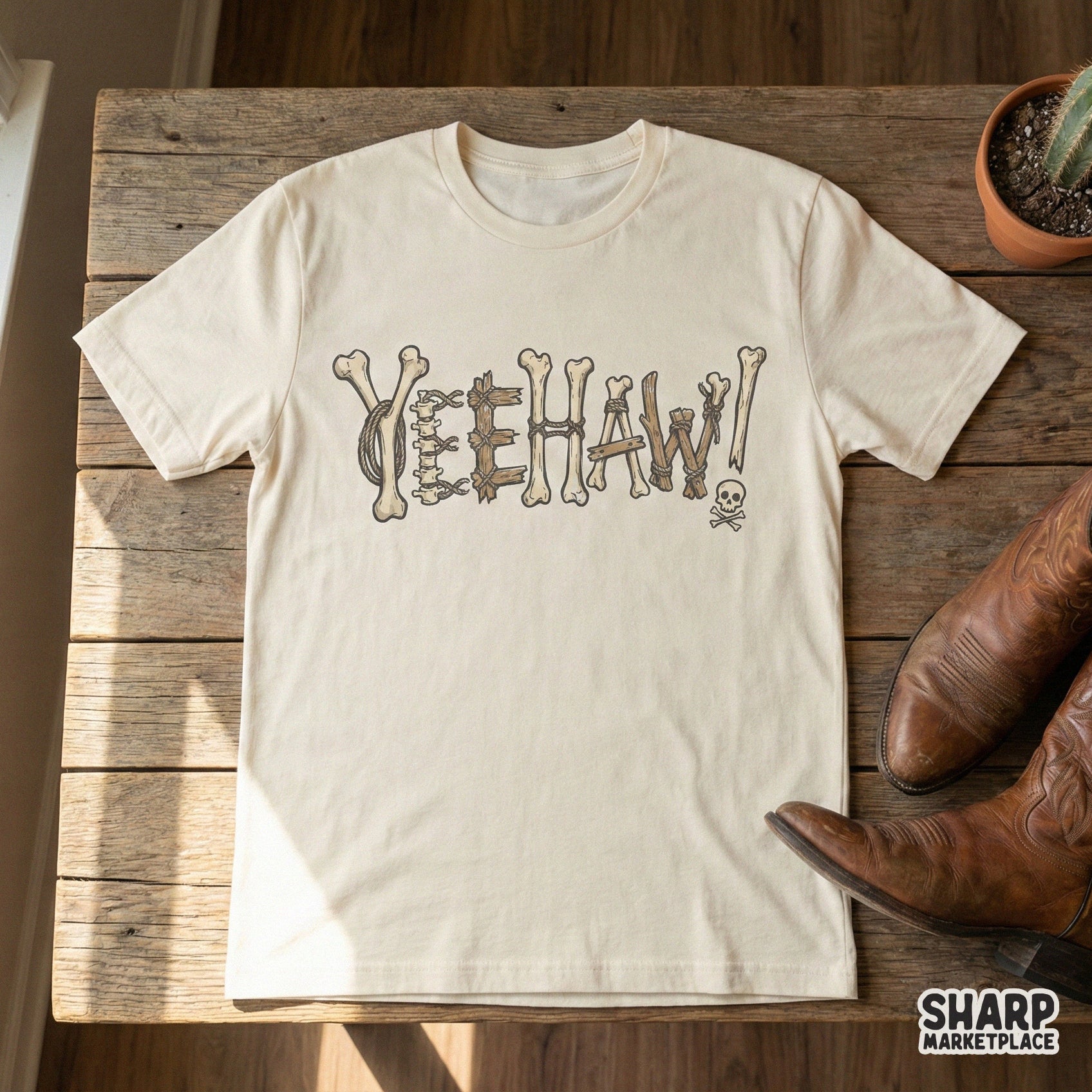 Yeehaw PNG, Western Skeleton Bones Art - 300 DPI Design for T-Shirt