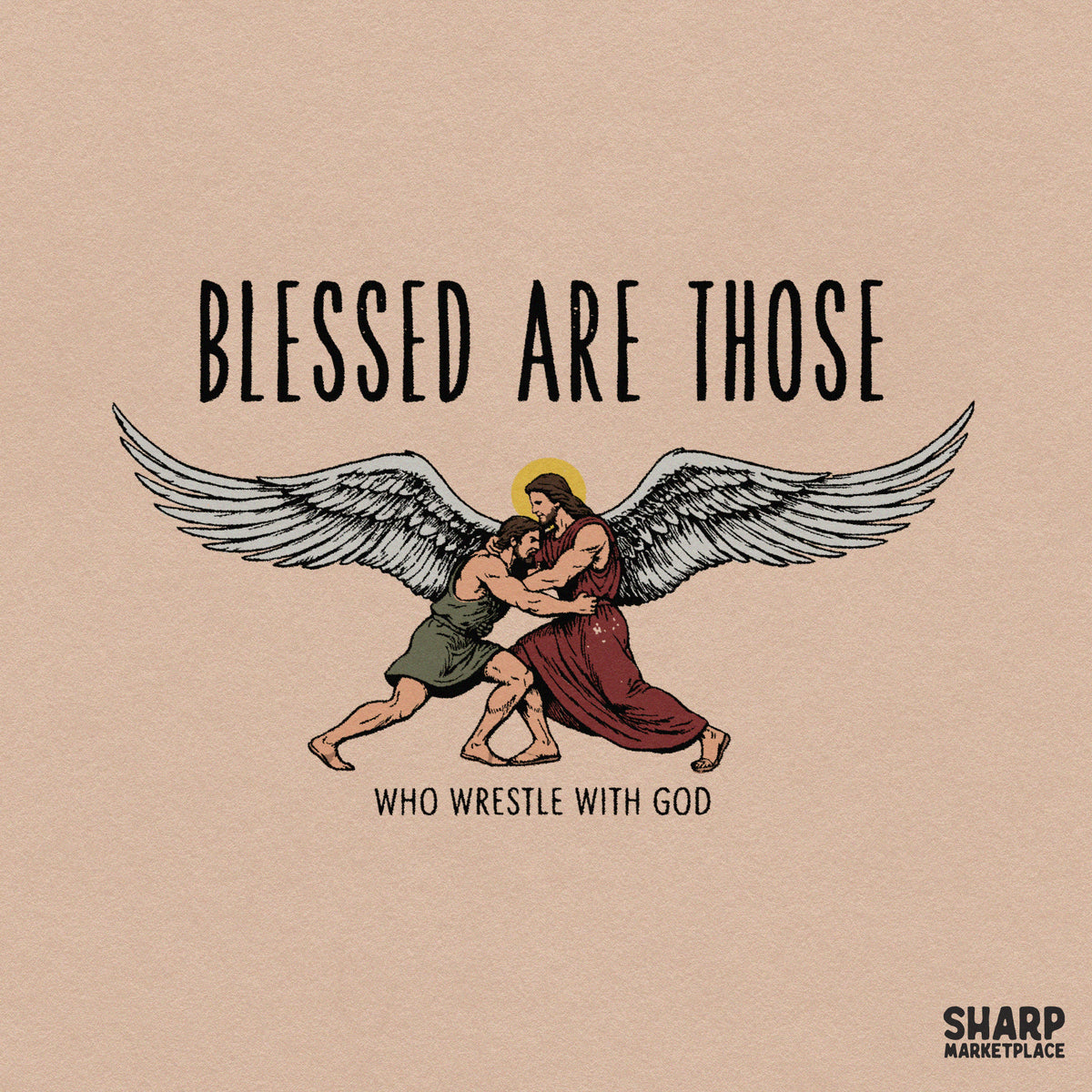 Blessed Are Those Who Wrestle With God PNG, Christian Shirt