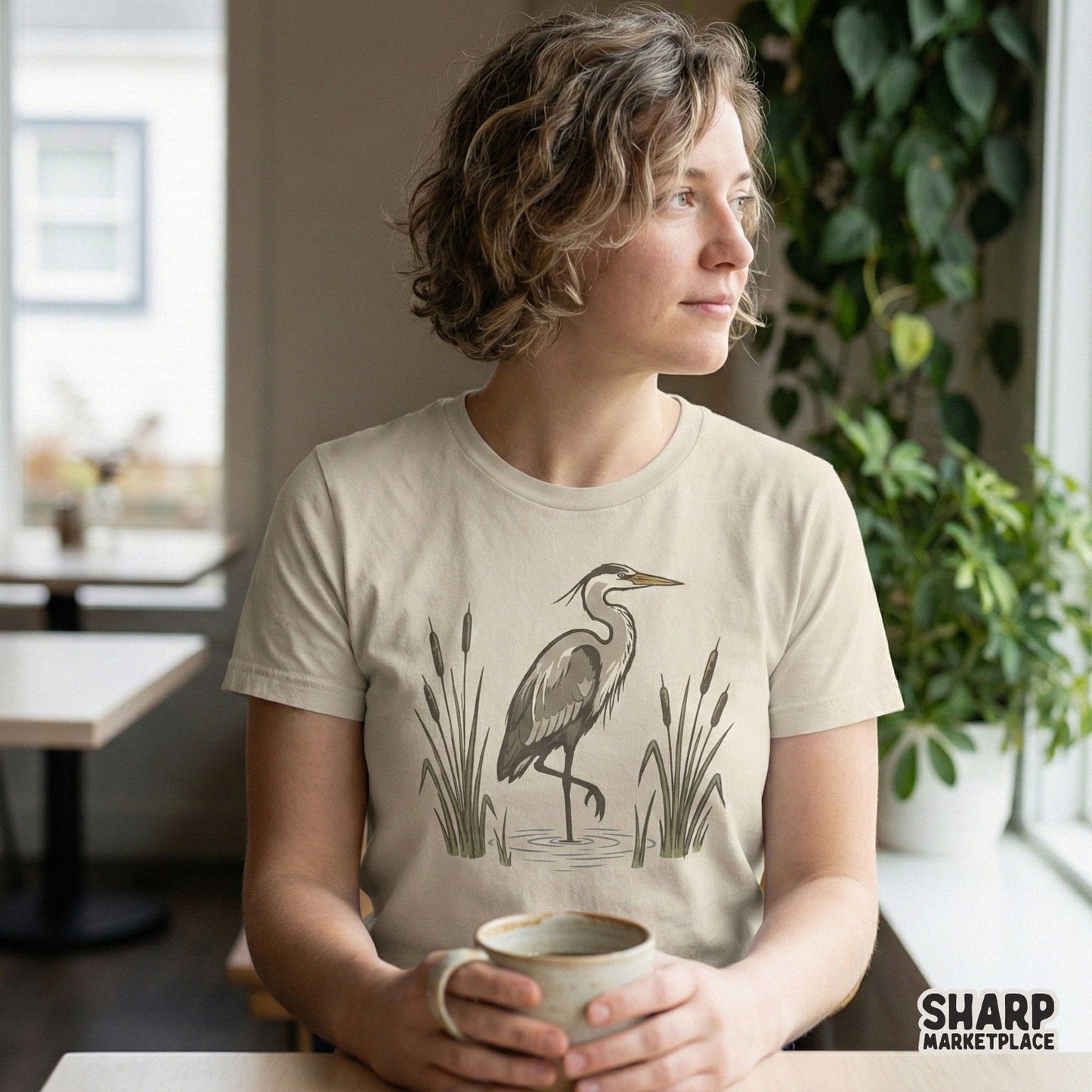Great Blue Heron Shirt, Marsh Bird Nature PNG - 300 DPI Design for T-Shirt