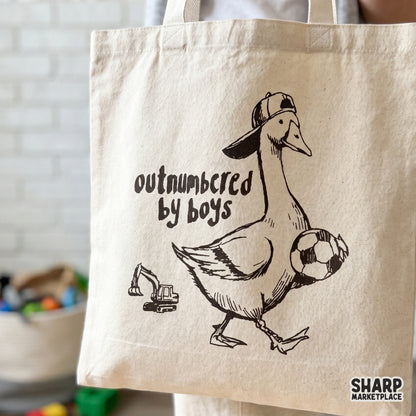 Funny boy mom digital design featuring a sketch-style goose with a soccer ball and toy truck, perfect for custom apparel, sublimation, and DIY gifts.