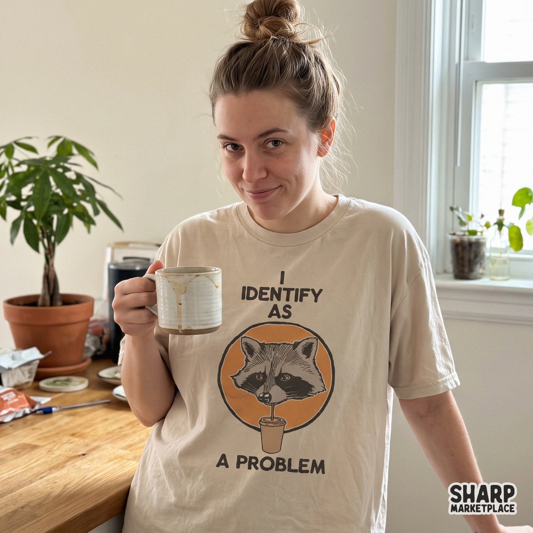 Funny raccoon art with a sarcastic saying for retro shirts and sublimation