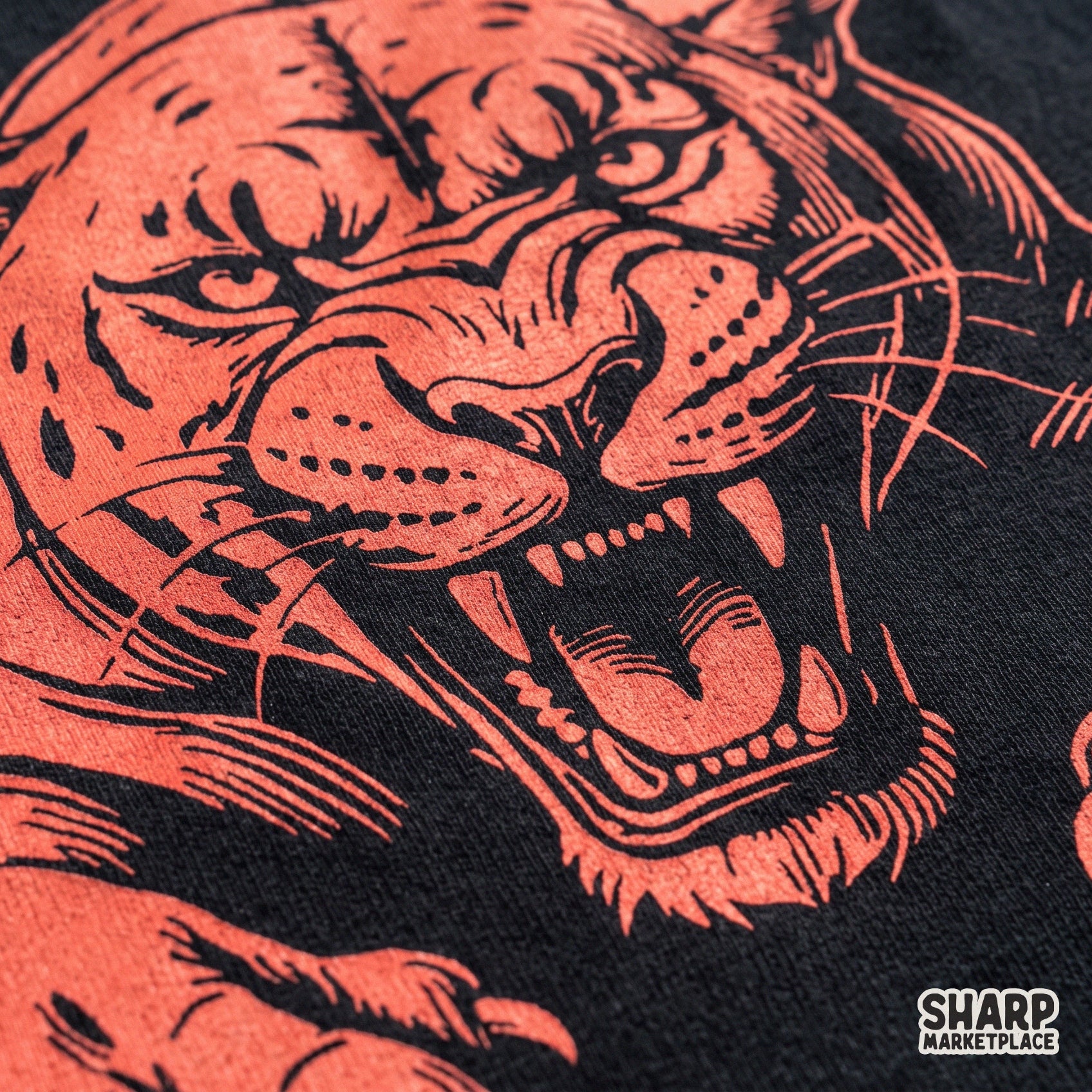 Roaring red panther traditional tattoo design for animal lovers streetwear shirts and DTG apparel printing