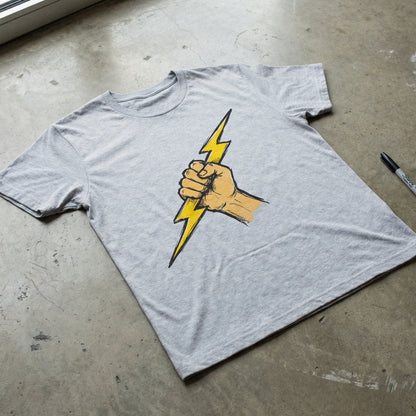 Power Fist Lightning Bolt PNG, Hand Drawn Strength Symbol - 300 DPI