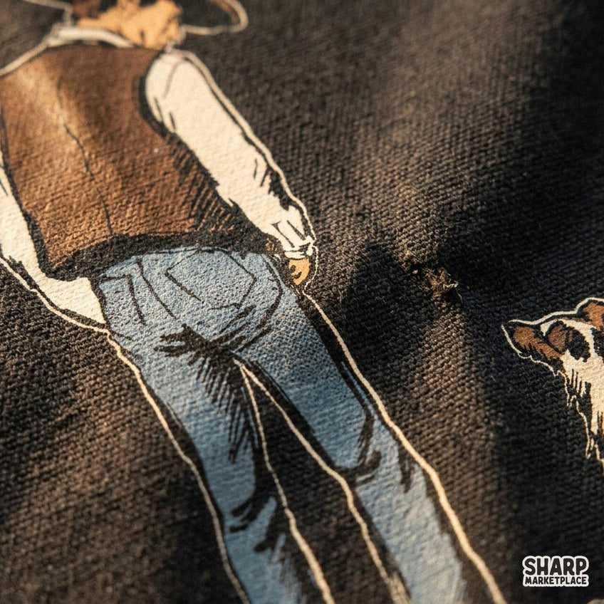 Retro western cowboy standing with his faithful dog png design for shirts and sublimation