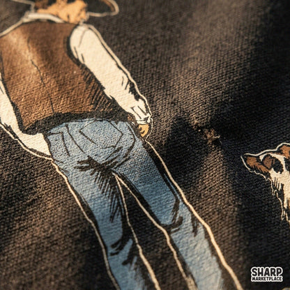 Retro western cowboy standing with his faithful dog png design for shirts and sublimation