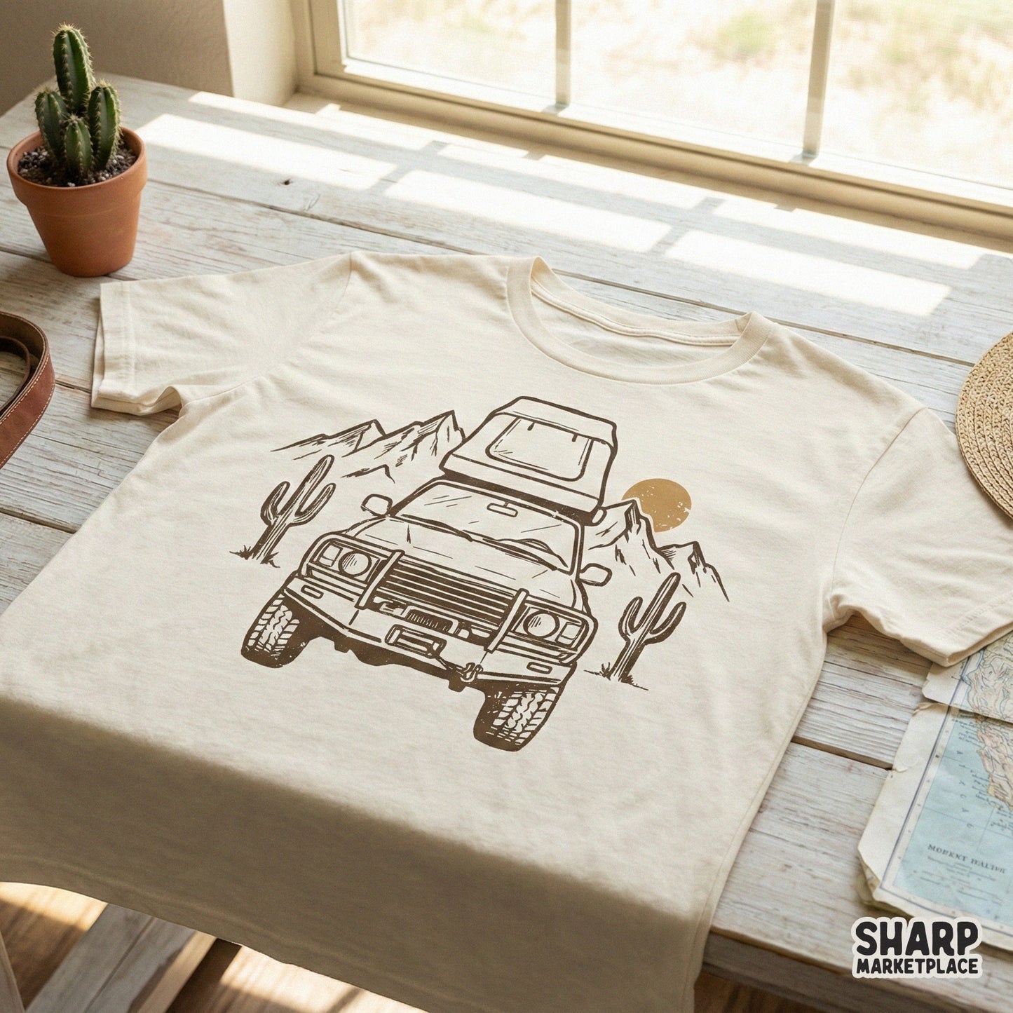 Vintage Camping PNG, Adventure Truck Shirt Design - 300 DPI Design for