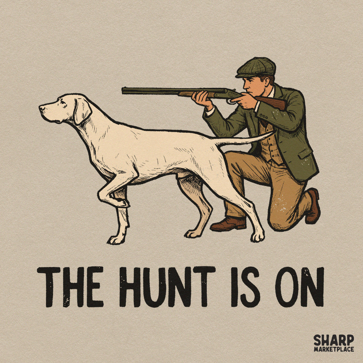 Vintage outdoorsman with shotgun and hunting dog retro PNG graphic for Father's Day shirts and sublimation projects