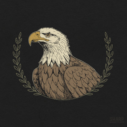 Vintage retro majestic bald eagle head with laurel wreath digital sublimation png for patriotic shirts