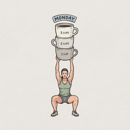 Monday 3 Cups 2 Cups 1 Cup PNG, Coffee Gym Shirt - 300 DPI Design for