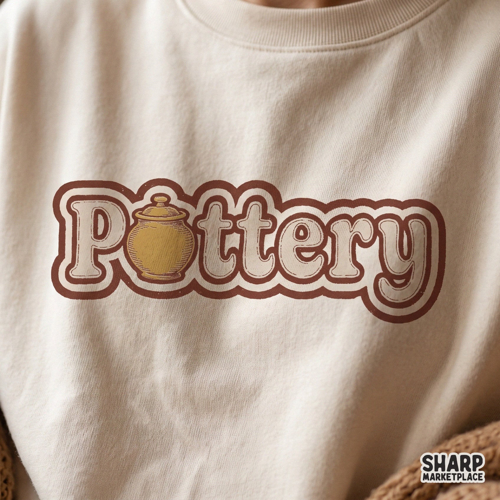 Trendy clay artist sublimation design with retro pottery making graphics for ceramics hobby shirts and aesthetic wall art