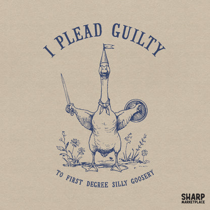 Funny silly goosery meme design featuring a goose with a sword and a party hat for sarcastic t-shirts