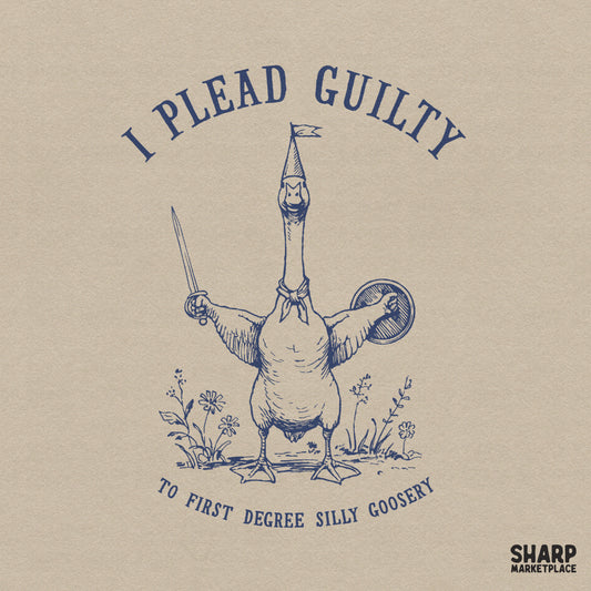 Funny silly goosery meme design featuring a goose with a sword and a party hat for sarcastic t-shirts