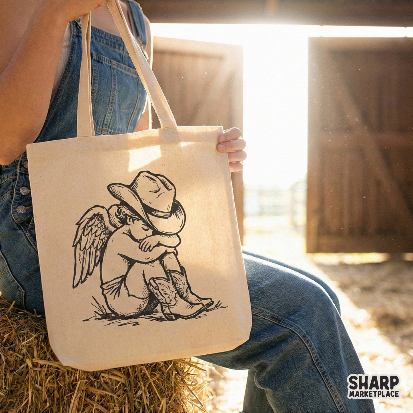 Cowboy Angel PNG, Western Cherub Clipart - 300 DPI Design for T-Shirt