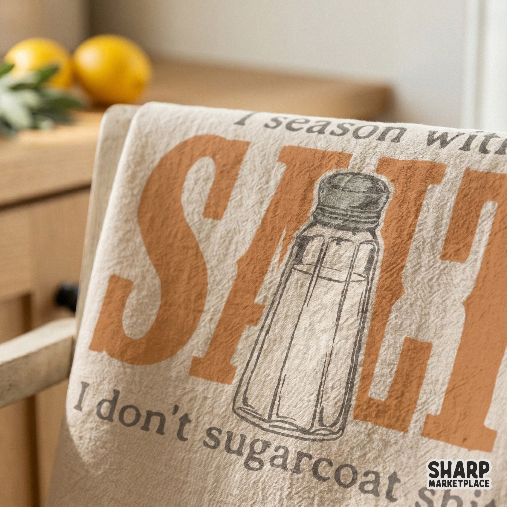 Sarcastic retro salt shaker design with I Season With Salt snarky quote for t-shirt sublimation and DTF printing